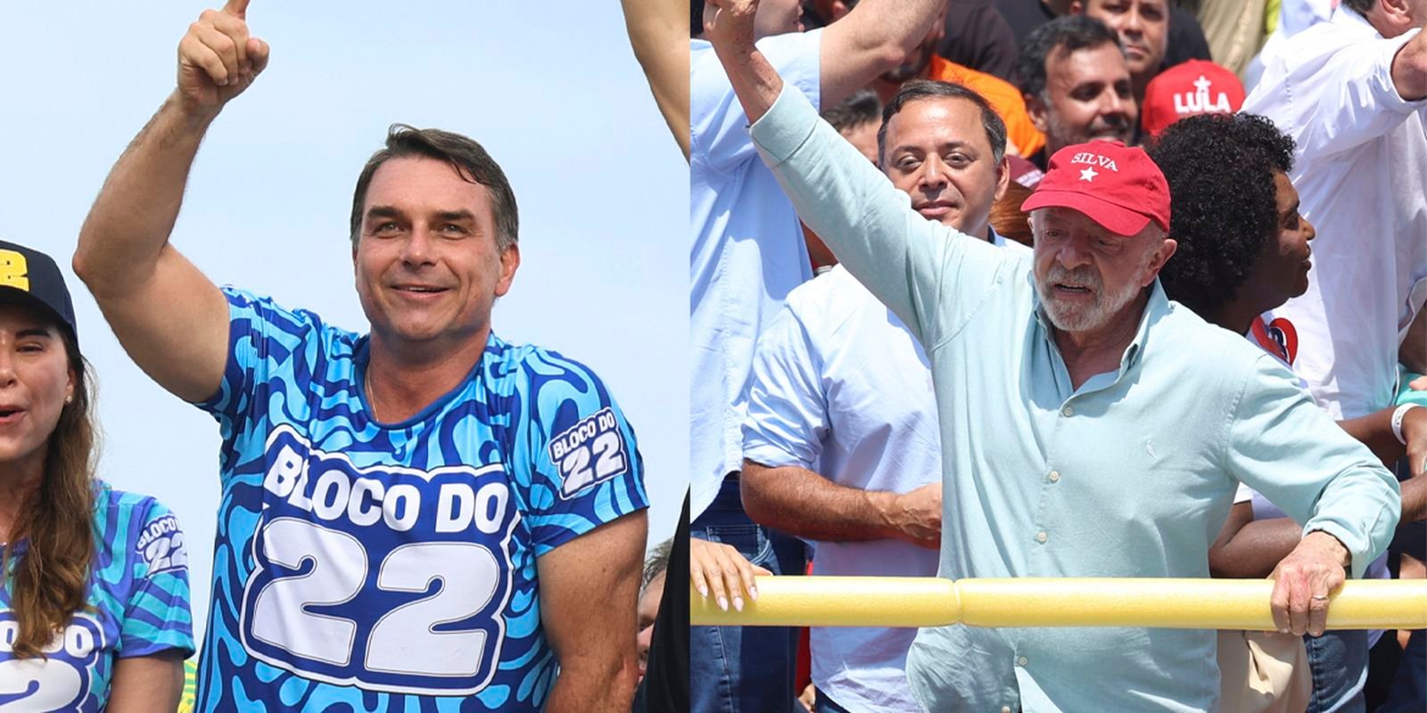 Flávio Bolsonaro e apoiadores em ato no Rio de Janeiro